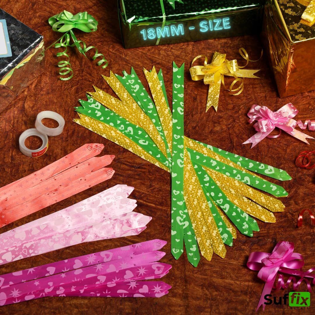 Suffix Retail  - Gift Ribbons For Packing, Ribbons For Gift Wrapping, Bow For Gift Wrapping - Craft Decoration Items (50)