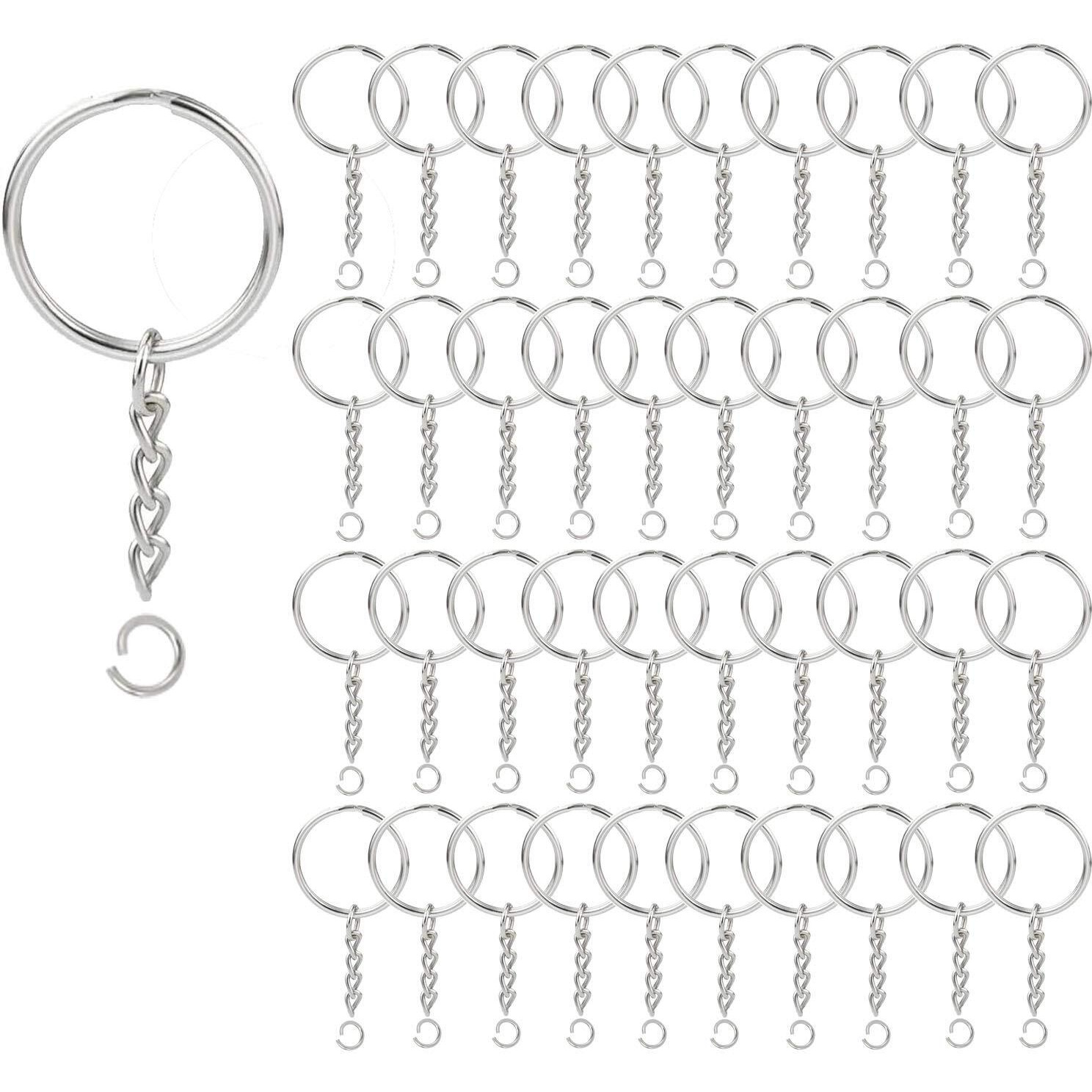 Key Ring With Chain And Open Jump,1 Inch Split Round Keychain Rings Bulk For Craft Making Jewelry (70-Set)