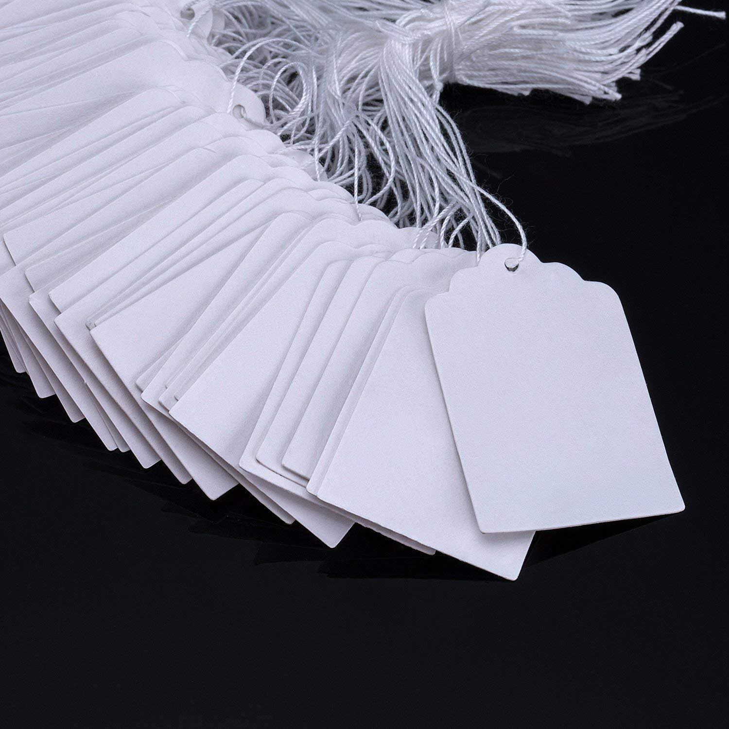 Diy Crafts 200 Pcs Jewelry String Cord Price Tags Custom Printing Blank Label Gold Silver Plain White Display Accessories Jewellery Store (Pack Of 200 Pc, White Plain Tag)