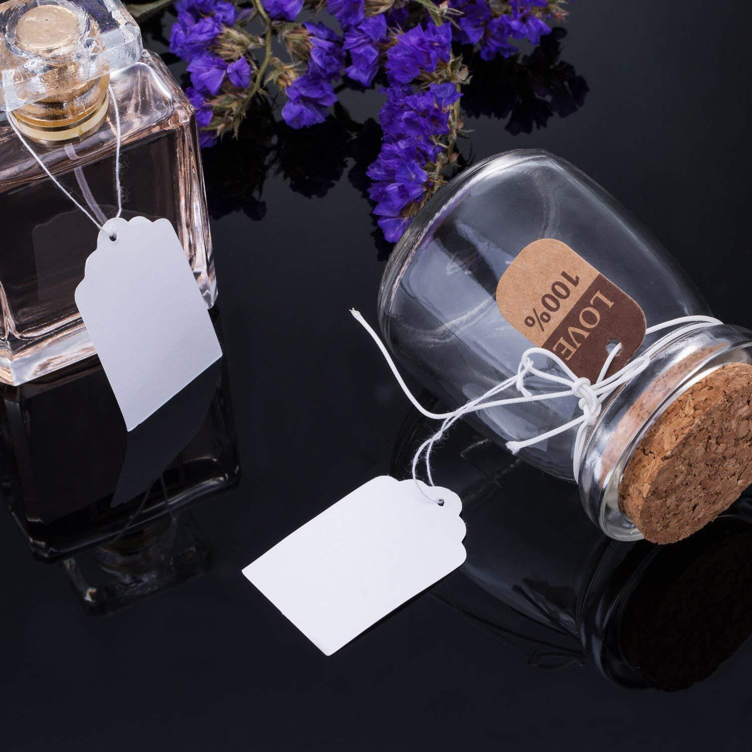 Diy Crafts 200 Pcs Jewelry String Cord Price Tags Custom Printing Blank Label Gold Silver Plain White Display Accessories Jewellery Store (Pack Of 200 Pc, White Plain Tag)