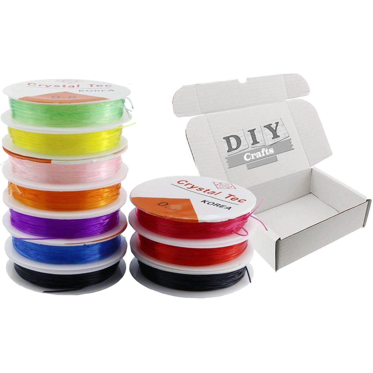Diy Crafts Design No  5, Pack Of 10 Rolls, Colorful Jewelry Making Multi Purpose Elastic Stretch String Cord C(Design No  5, Pack Of 10 Rolls)