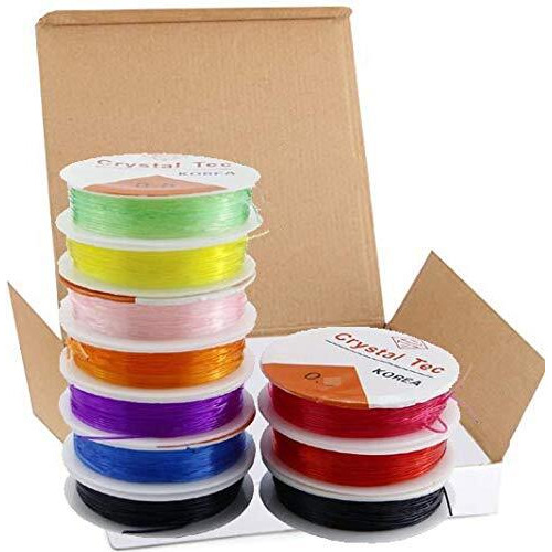 Diy Crafts Design No  5, Pack Of 10 Rolls, Colorful Jewelry Making Multi Purpose Elastic Stretch String Cord C(Design No  5, Pack Of 10 Rolls)