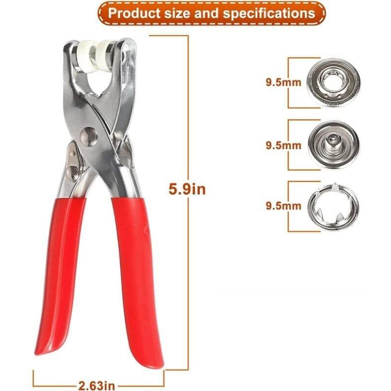 Asuvek 200Pc Thickened Snap Fasteners Kit (100 Pcs Silver Button + 100 Pcs Color Ring) Metal Copper Five Claw Buckle Set With Hand Buttons With Fastener Pliers Press Tool Clothing Sewing And Crafting