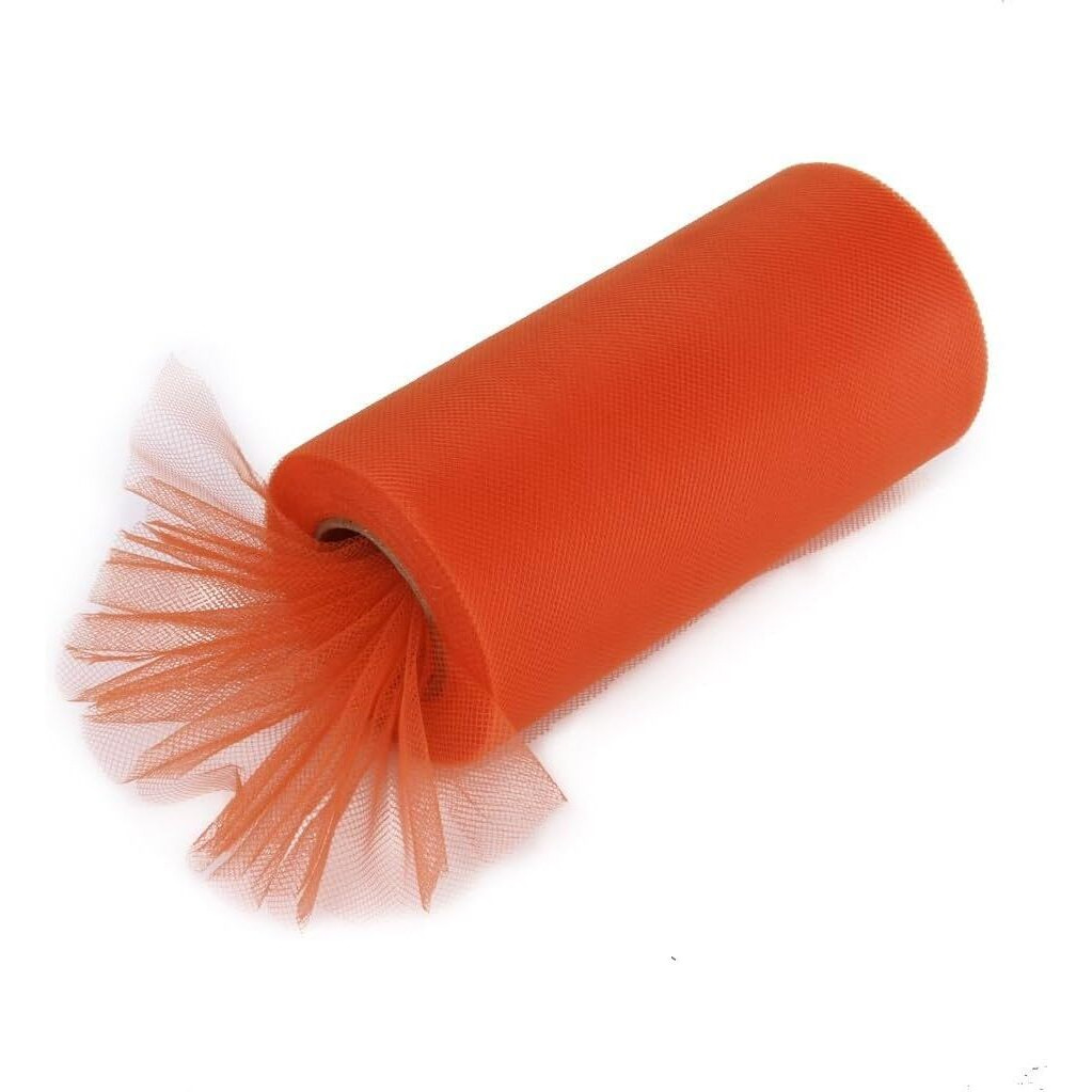 Bhoolu&Goolu Colorful (Orange) Tissue Tulle Roll Spool Craft Wedding Party Decoration - (26.7 * 15Cm) - 1 Roll/Pack