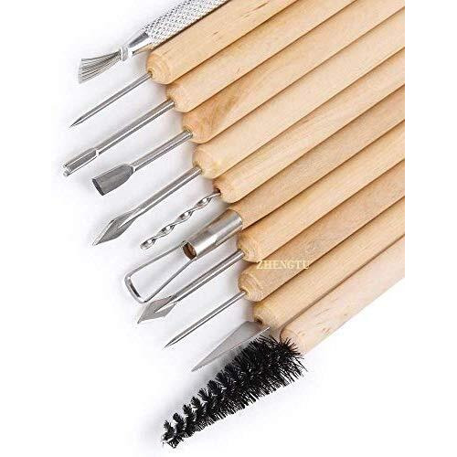 Zhengtu Ceramic 11 Pcs Wooden Handle Clay Carving Pottery Sculpting Tools For Art And Craft