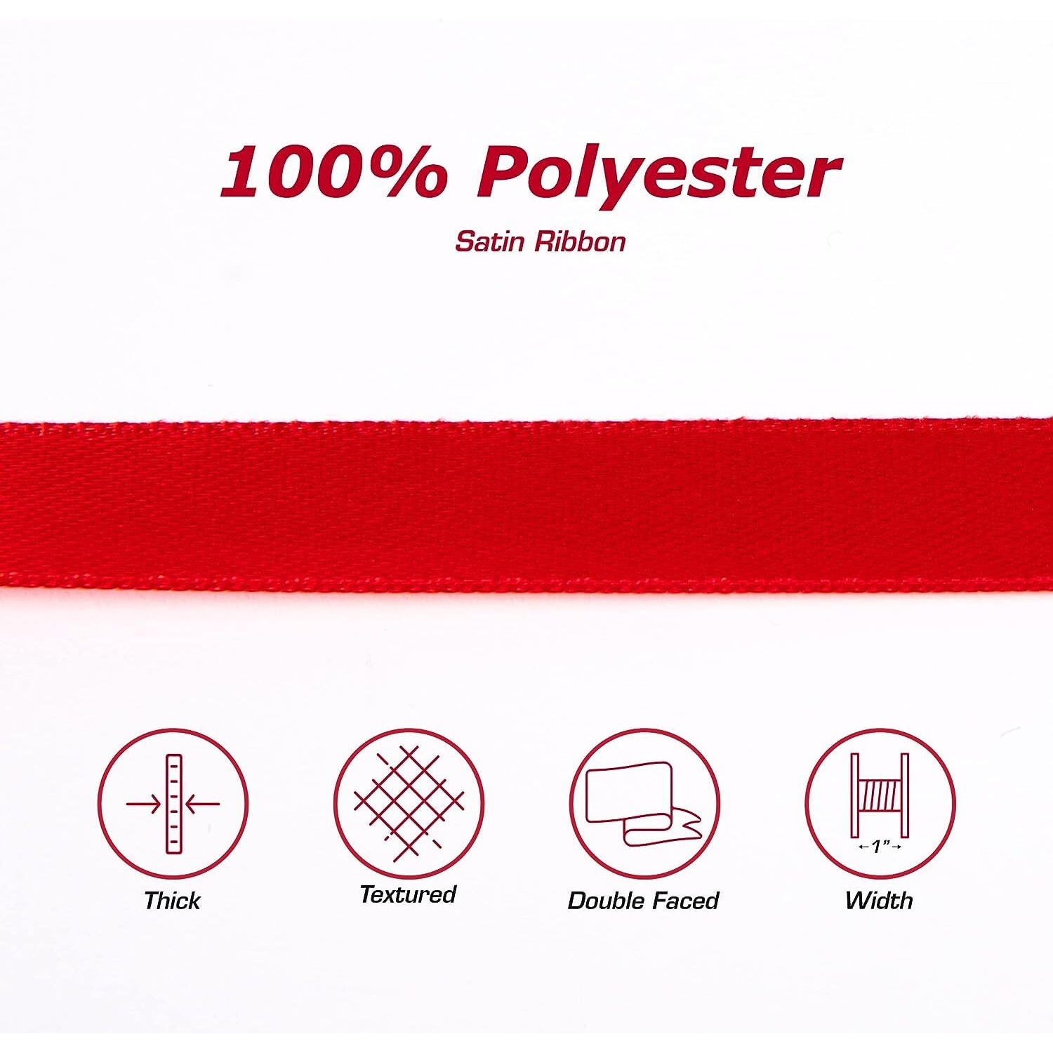 Diy Crafts Polyester Ribbon For Floral Arrangement, Wedding Bouquet, And Big Diy Artwork Projects | No Fading Woven Ribbon 1 Inches X 50 Yards Double Face Solid Satin Ribbon Roll, Pink