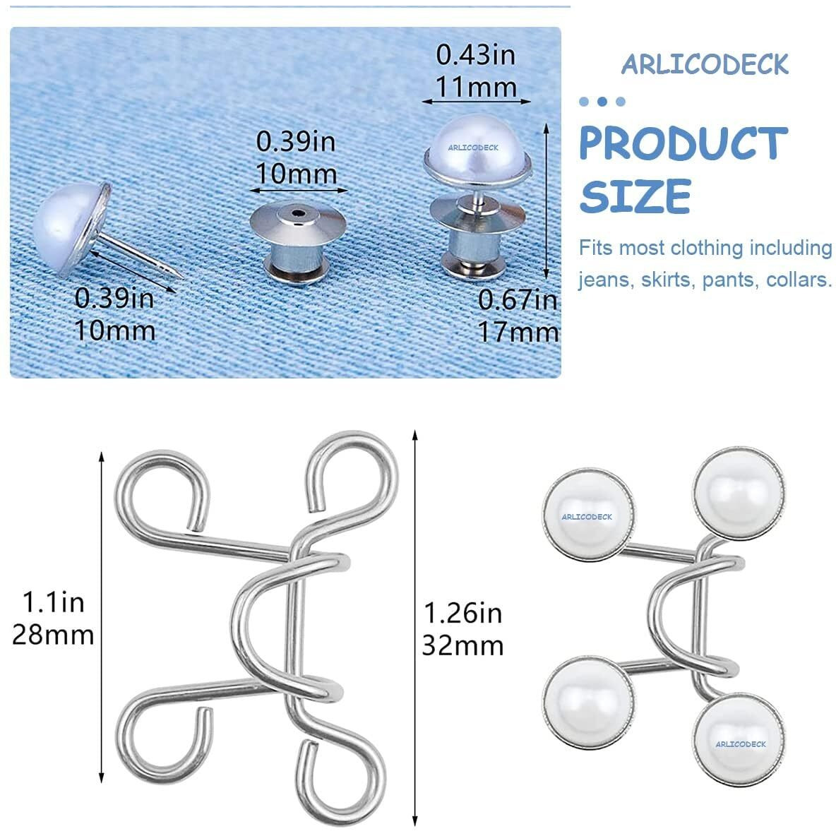 Arlicodeck Adjustable Waist Buckle || Adjustable Waist Buckle Extender Jeans Buttons || Jeans Buttons Pins Replacement No Sew Instant Button Detachable (2)