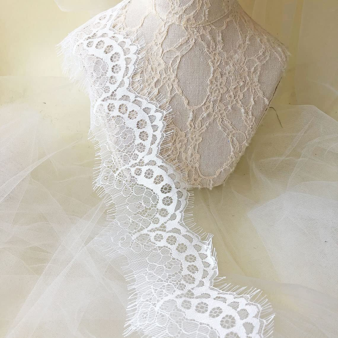 Orient Lace Craft White Scallop Net Lace Nylon Flower Eyelash Lace Trim Ribbon Sewing Dress Skirt Burkha Home Decor Diy Handicrafts.