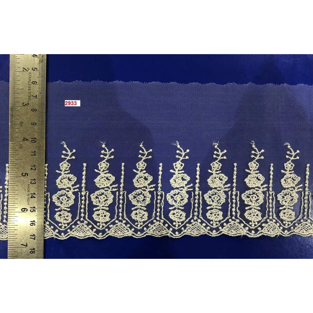 Orient Lace Craft White Net Lace Border Material |Floral Pattern | Embroidery Lace | Qty 5 Yards Used As Trim,Curtain Tablecloth Slipcover Bridal Diy Clothing/Accessories