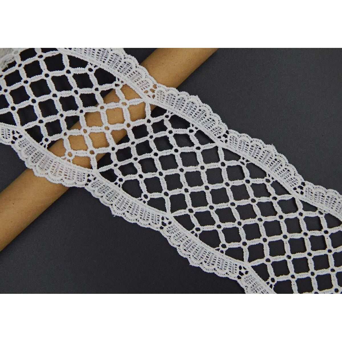 Orient Lace Craft Cotton White Lace And Border Material For Suits, Saree & Dupatta (Size 9 Cm) Qty 5 Meter