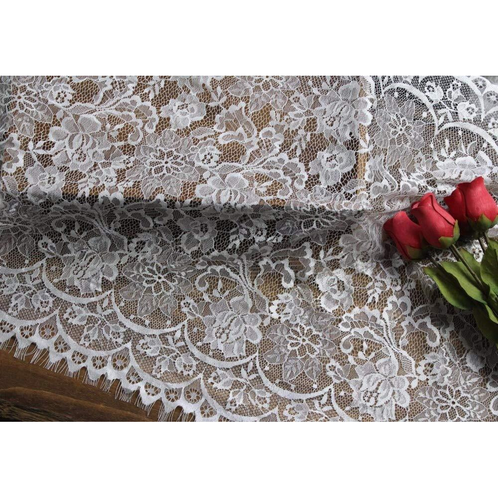 Orient Lace Craft Nylon Scallop| Flower | Eyelash Lace Trim Ribbon Sewing Dress Skirt Decor Diy Handicrafts. (White)