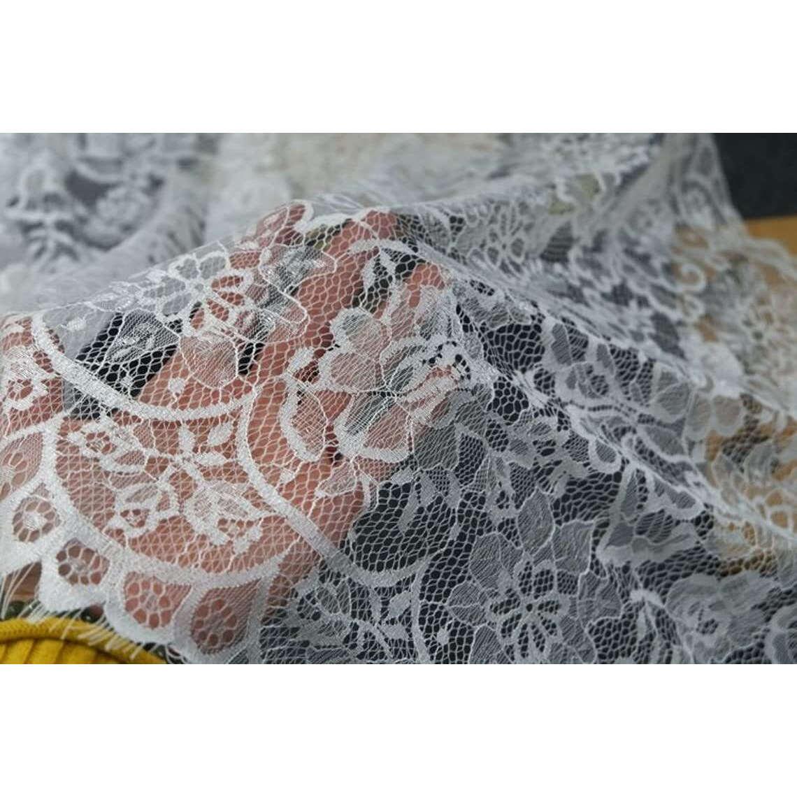 Orient Lace Craft Nylon Scallop| Flower | Eyelash Lace Trim Ribbon Sewing Dress Skirt Decor Diy Handicrafts. (White)