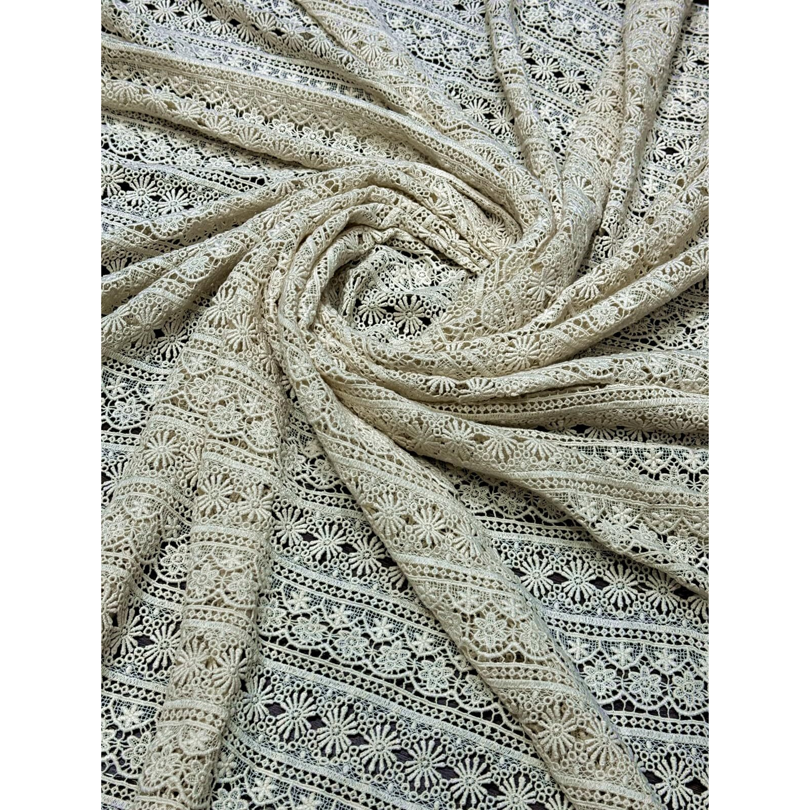Orient Laces Craft 100% Crochet Beige Colour Fabric For Apparels And Furnishing