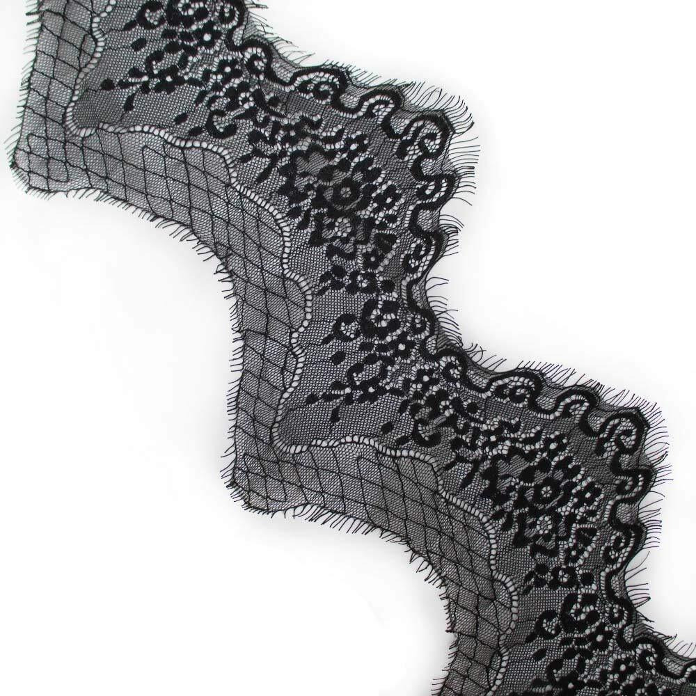 Orient Lace Craft Chantilly Net Scallop Lace | Black Nylon Flower Eyelash| Lace Trim Ribbon Sewing Dress Skirt,Burkha, Decor Chantilly Lace Diy Handicrafts.