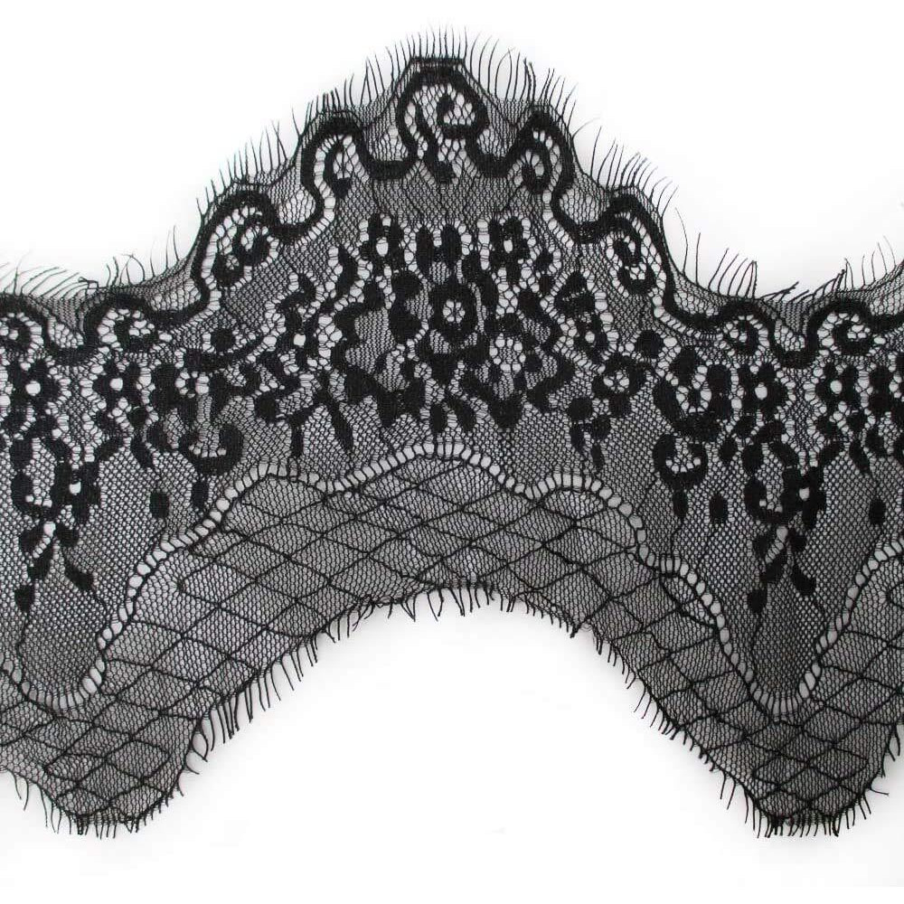 Orient Lace Craft Chantilly Net Scallop Lace | Black Nylon Flower Eyelash| Lace Trim Ribbon Sewing Dress Skirt,Burkha, Decor Chantilly Lace Diy Handicrafts.