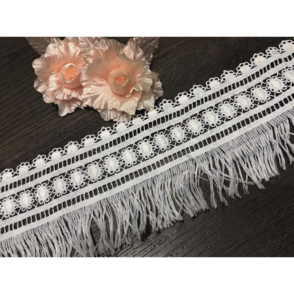 Orient Lace Craft White Lace And Border Material For Suits, Saree & Dupatta (Size 10 Cm) Qty 5 Meter, Sewing Supplies, Cotton Lace, Tassel Lace, Jhallar Lace Work, Diy