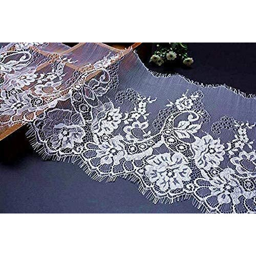 Orient Lace Craft Nylon Scallop Net Lace,Floral Design, Chantilly Lace,Trim,Ribbon Sewing Dress,Skirt,Decor,Dupatta Lace Border Bridal,French Curtains,Diy Handicrafts.