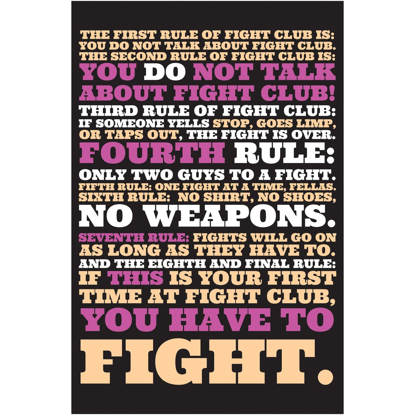 Inephos The Rules Of Fight Club Quote Movie Poster (12 X 18 Inch)
