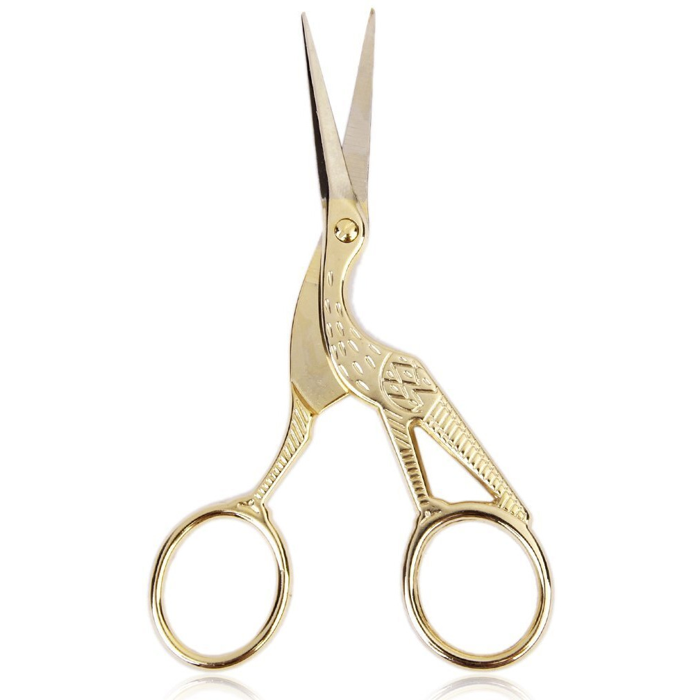 Naivete Imported Retro Gold Plated Crane Sewing Tailoring Scissors 9Cm