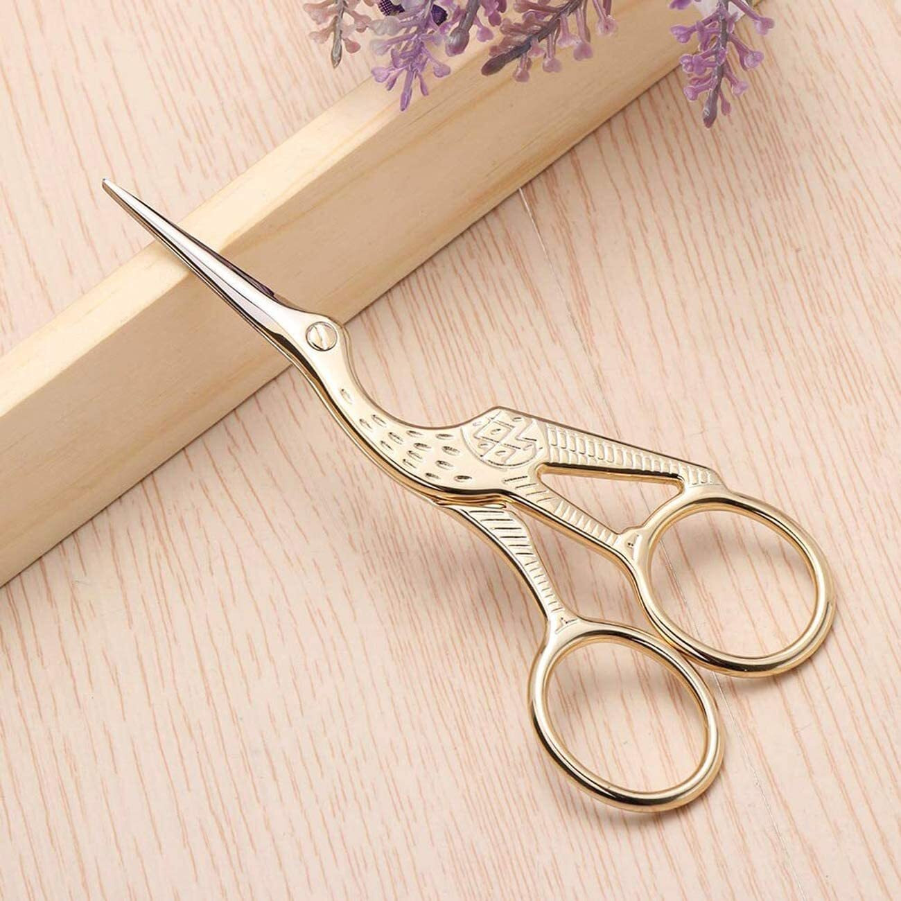 Naivete Imported Retro Gold Plated Crane Sewing Tailoring Scissors 9Cm