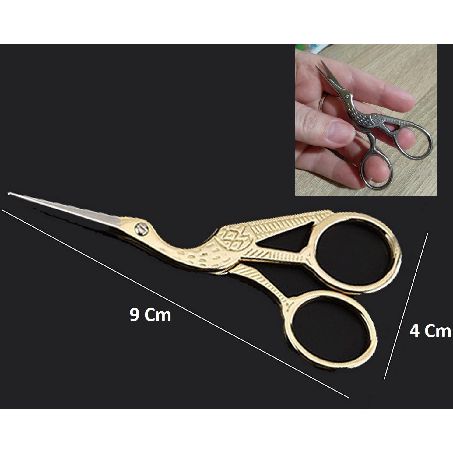 Naivete Imported Retro Gold Plated Crane Sewing Tailoring Scissors 9Cm