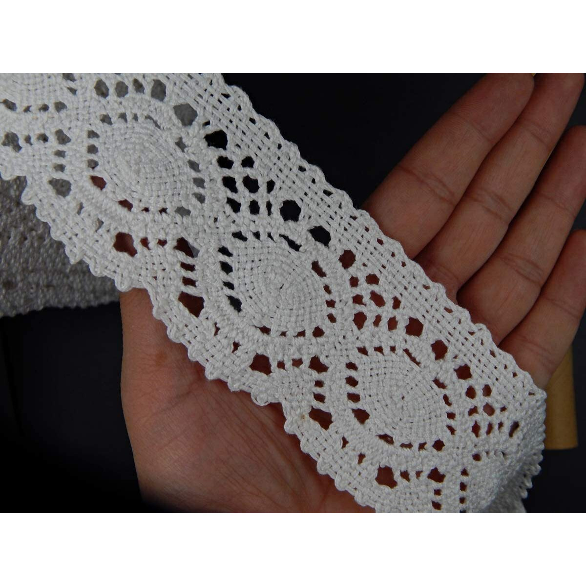 Orient Lace Craft ,Cotton Crochet Lace And Border Material - Used As Trims, Saree Suit Borders, Dresses, Lehenga, Blouses, Dupatta, Chunri Borders, Applique Lace,Sewing Supplies, Diy Art & Craft (Size 6.5 Cm) (Qty 10 Metres) (Model Crochet 12)