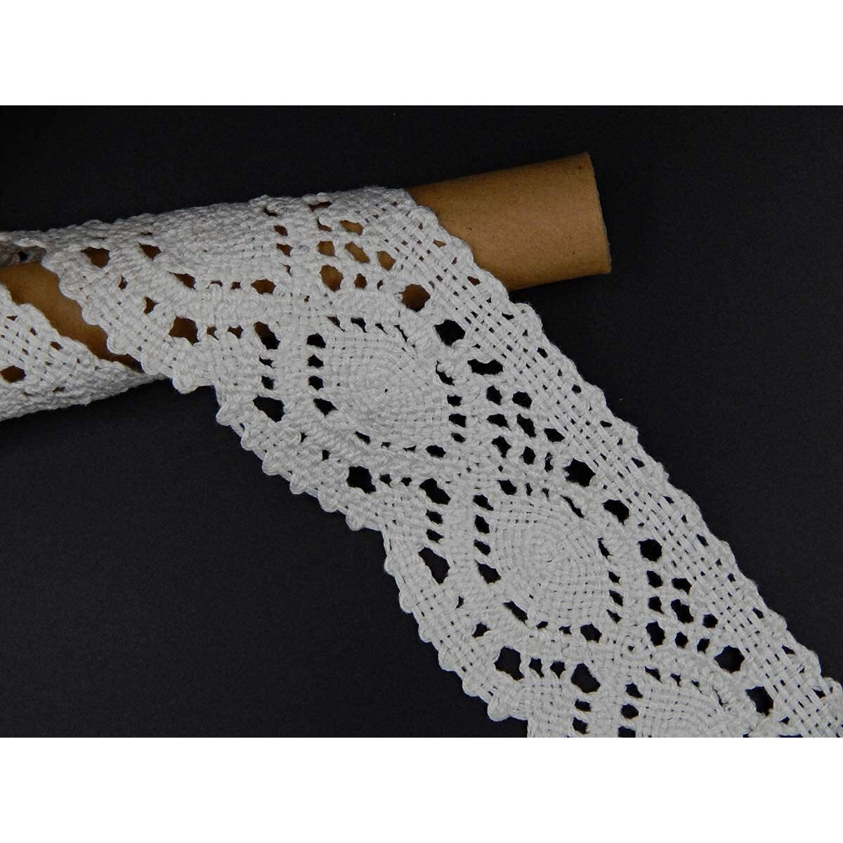 Orient Lace Craft ,Cotton Crochet Lace And Border Material - Used As Trims, Saree Suit Borders, Dresses, Lehenga, Blouses, Dupatta, Chunri Borders, Applique Lace,Sewing Supplies, Diy Art & Craft (Size 6.5 Cm) (Qty 10 Metres) (Model Crochet 12)