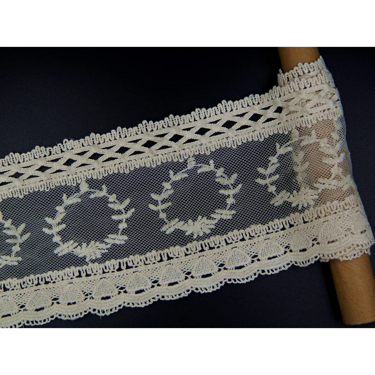 Orient Lace Craft Fine Net Embroidery Scallop Lace And Border Material | Fine Quality Dye Able Lace Trim For Sewing,Invitation Cards,Curtain Tablecloth Slipcover Bridal Diy Clothing/Accessories