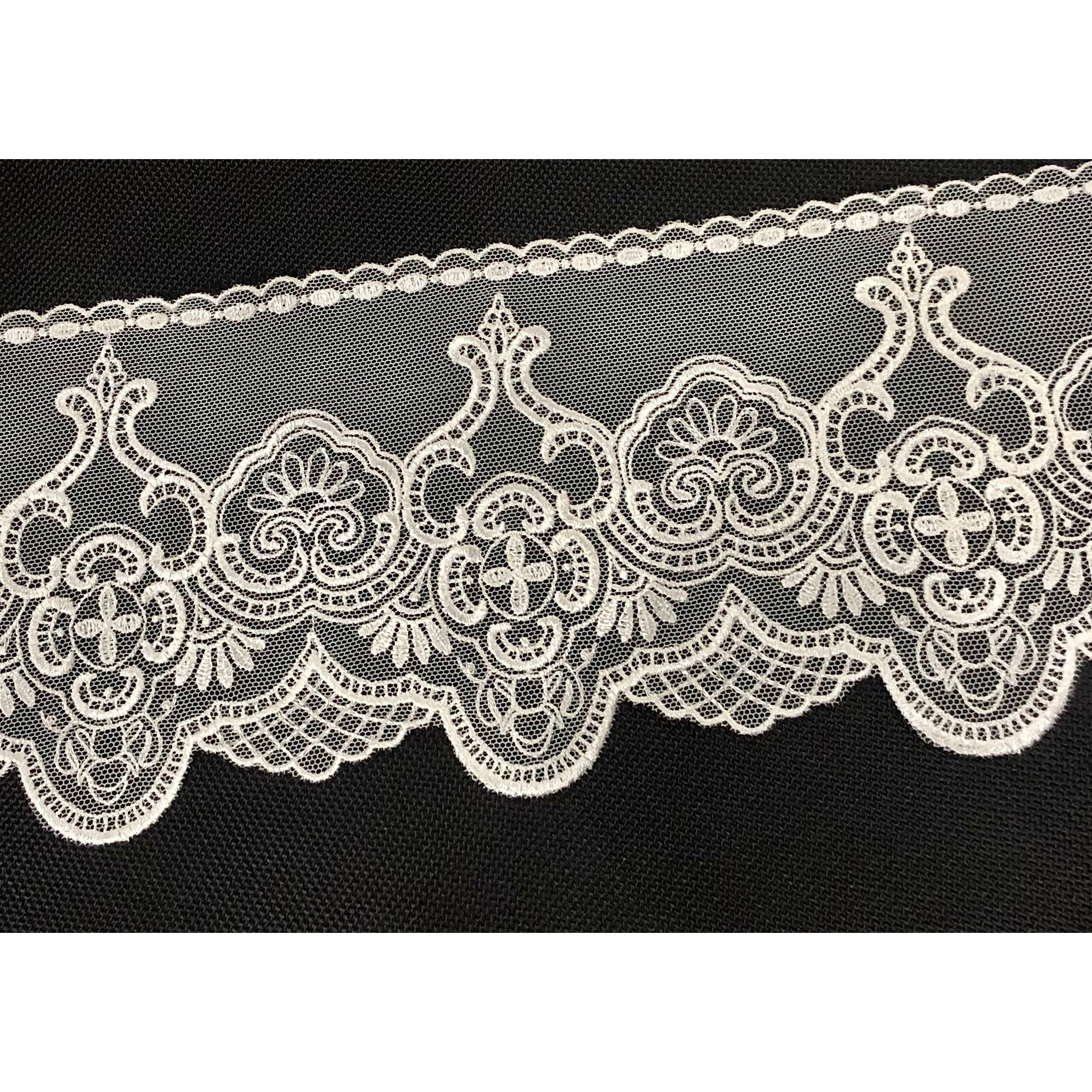 Orient Lace Craft 5 Yards, Fine White Scallop Net Embroidery Lace And Border Material | Fine Quality Lace Trim For Sewing,Invitation Cards,Curtain Tablecloth Slipcover Bridal Diy Clothing/Accessories