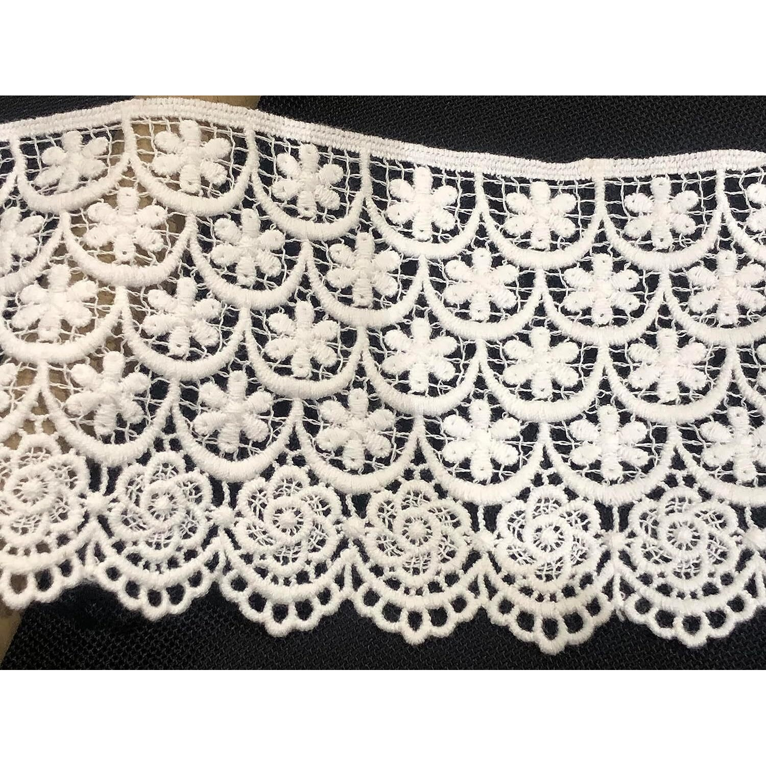 Orient Lace Craft Quality Off White Lace And Border Material (Size 10.5 Cm) Qty 9 Meter,Used As Trims,Borders,Embroidery Lace,Applique,Fabric Lace,Sewing Supplies,Cotton Lace Work,Diy. (Off White)