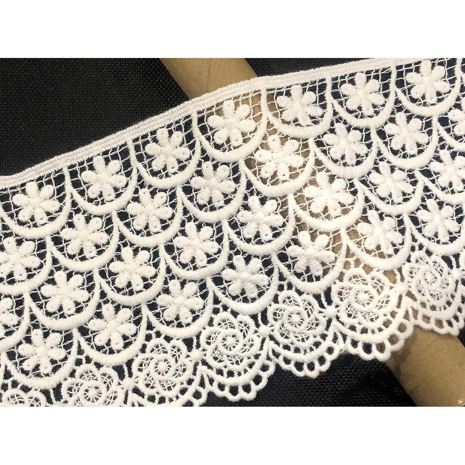 Orient Lace Craft Quality Off White Lace And Border Material (Size 10.5 Cm) Qty 9 Meter,Used As Trims,Borders,Embroidery Lace,Applique,Fabric Lace,Sewing Supplies,Cotton Lace Work,Diy. (Off White)