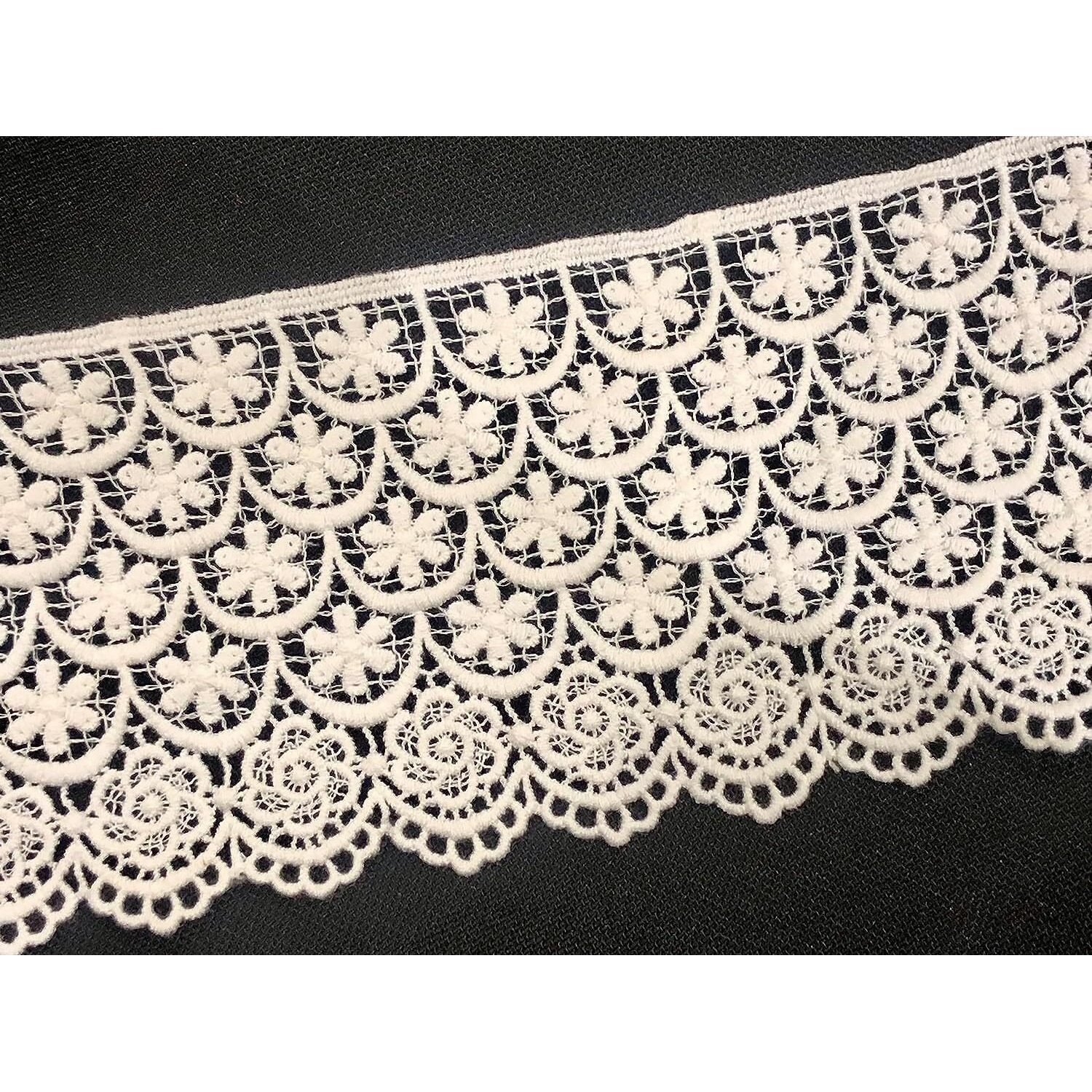 Orient Lace Craft Quality Off White Lace And Border Material (Size 10.5 Cm) Qty 9 Meter,Used As Trims,Borders,Embroidery Lace,Applique,Fabric Lace,Sewing Supplies,Cotton Lace Work,Diy. (Off White)