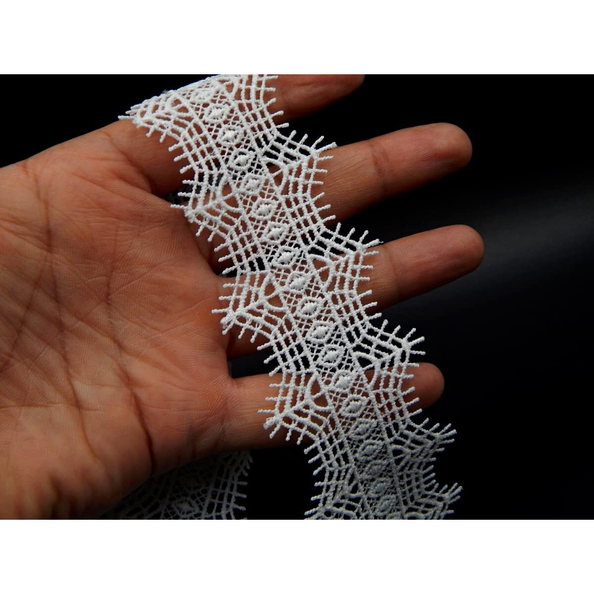 White Floral Scalloped Lace And Border Material For Suits,Saree (4.5 Cm) Qty 10 Mtr,Used As Trims,Borders,Embroidery Lace,Applique,Fabric Lace,Sewing Supplies,Cotton Lace Work,Dupatta Lace Bridal,Diy.