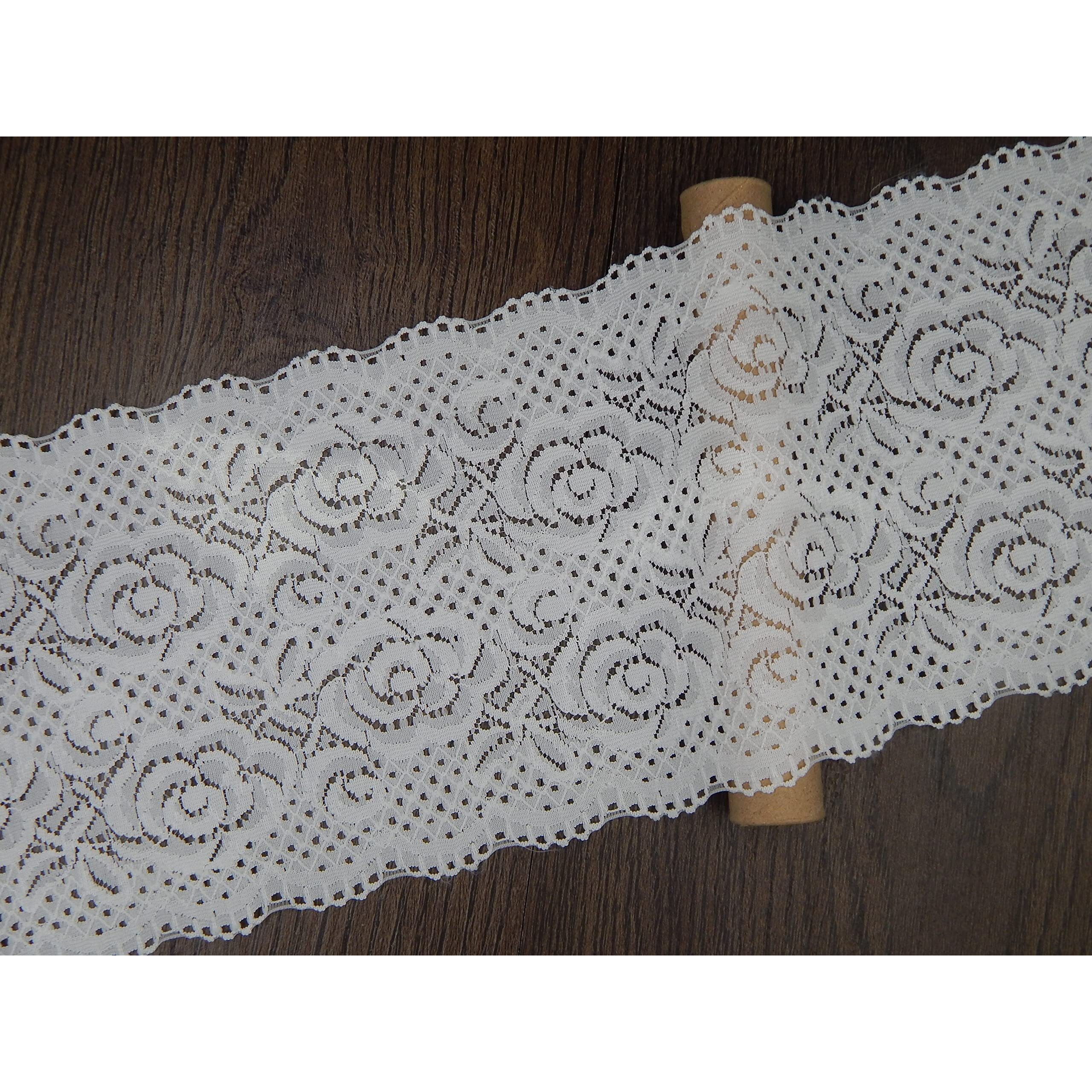 Orient Lace Craft White Scallop Net Lace And Border Material Floral Pattern Nylon Lace Trim, Card,Curtain Tablecloth Slipcover Bridal Diy Clothing/Accessories 14.5 Cm Width X 10 Meter