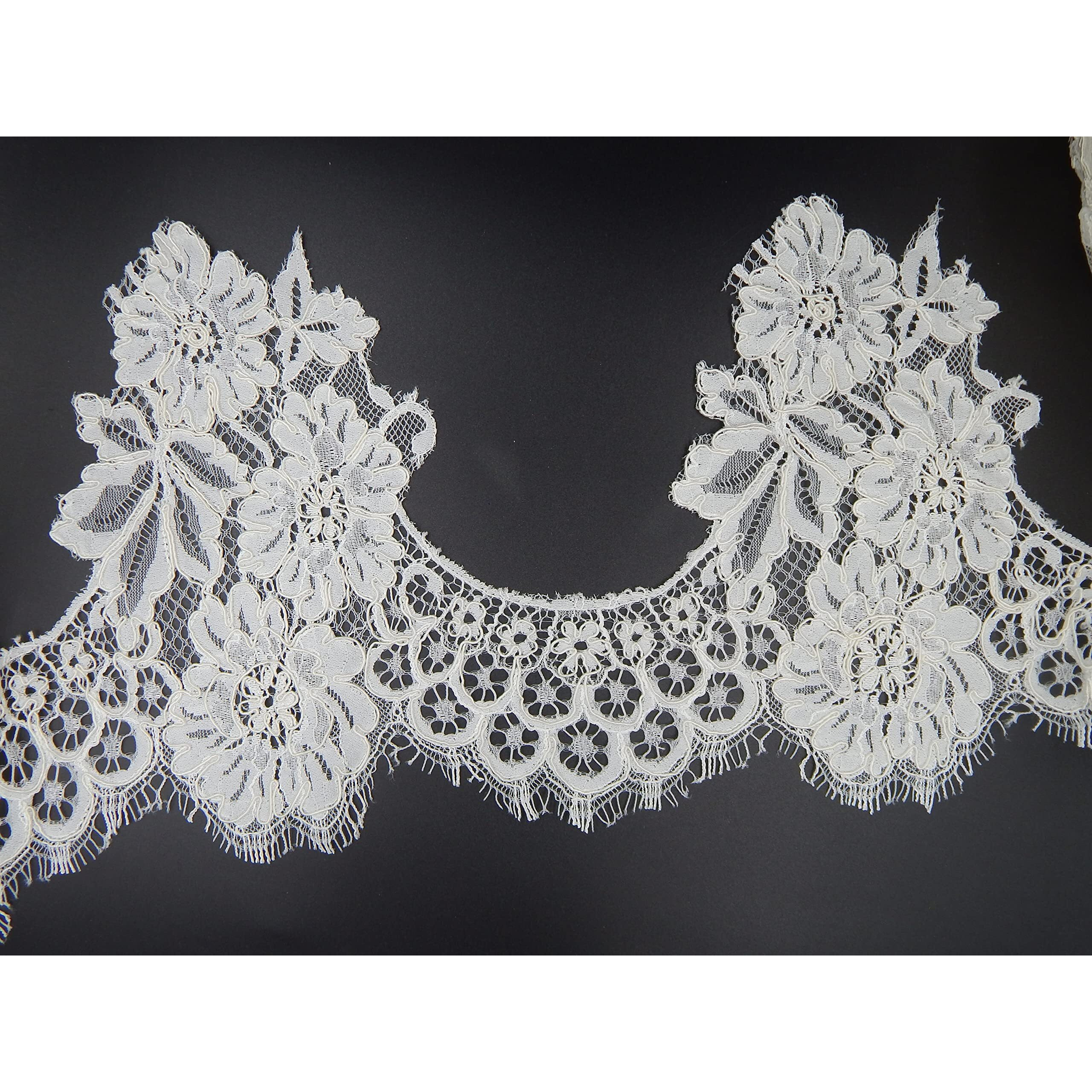 Orient Lace Craft Off-White French Corded Chantilly Lace  3 Meters Elegant Border Material For Sarees, Wedding Gowns, Dresses & Diy Crafts