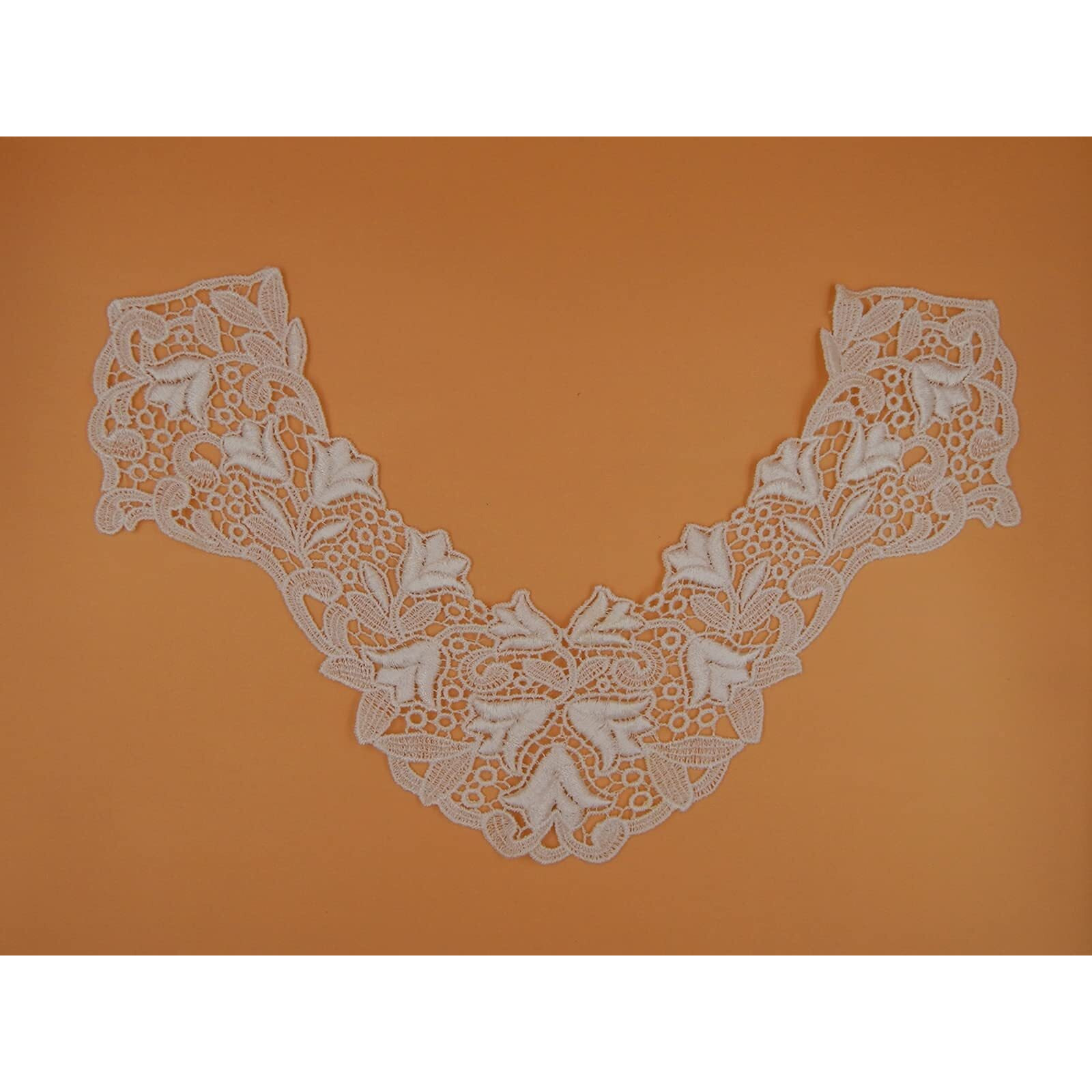 White,Vintage Embroidery Rayon Neck Lace Patch | Material For Lace Jewelry,Scrap Book,Suits,Shirts,Dresses Qty 1 Piece ,Used As Trims,Borders,Designer Embroidery Patch,Applique,Sewing Supplies,Diy Art & Craft .