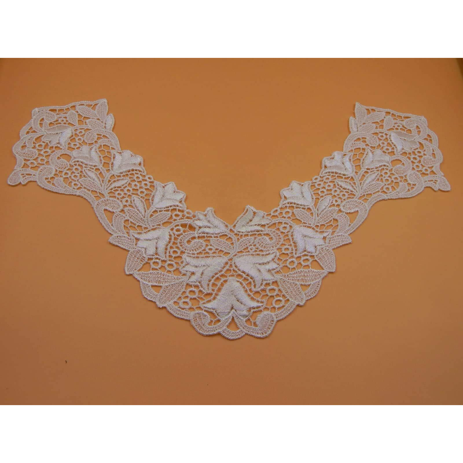 White,Vintage Embroidery Rayon Neck Lace Patch | Material For Lace Jewelry,Scrap Book,Suits,Shirts,Dresses Qty 1 Piece ,Used As Trims,Borders,Designer Embroidery Patch,Applique,Sewing Supplies,Diy Art & Craft .