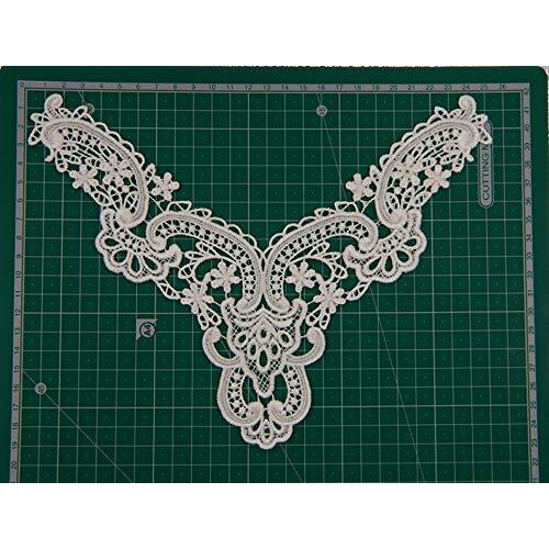 White,Vintage Dyeable Hand Crafted Embroidered Rayon Neck Lace Patch | Material For Lace Jewelry,Scarp Book,Suits,Shirts,Dresses Qty 1 Piece ,Used As Trims,Borders,Designer Embroidery Patch,Applique,Sewing Supplies,Diy Art & Craft .