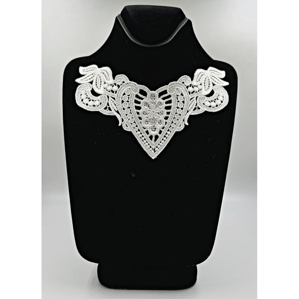 White,Vintage Dyeable Hand Crafted Embroidered Rayon Heart Shape Inspired Neck Lace Patch | Material For Lace Jewelry,Scrap Book,Suits,Shirts,Dresses Qty 1 Piece ,Used As Trims,Borders,Designer Embroidery Patch,Applique,Sewing Supplies,Diy Art & Craft .