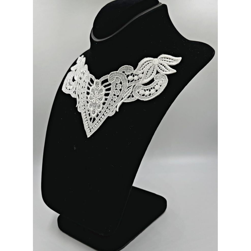 White,Vintage Dyeable Hand Crafted Embroidered Rayon Heart Shape Inspired Neck Lace Patch | Material For Lace Jewelry,Scrap Book,Suits,Shirts,Dresses Qty 1 Piece ,Used As Trims,Borders,Designer Embroidery Patch,Applique,Sewing Supplies,Diy Art & Craft .