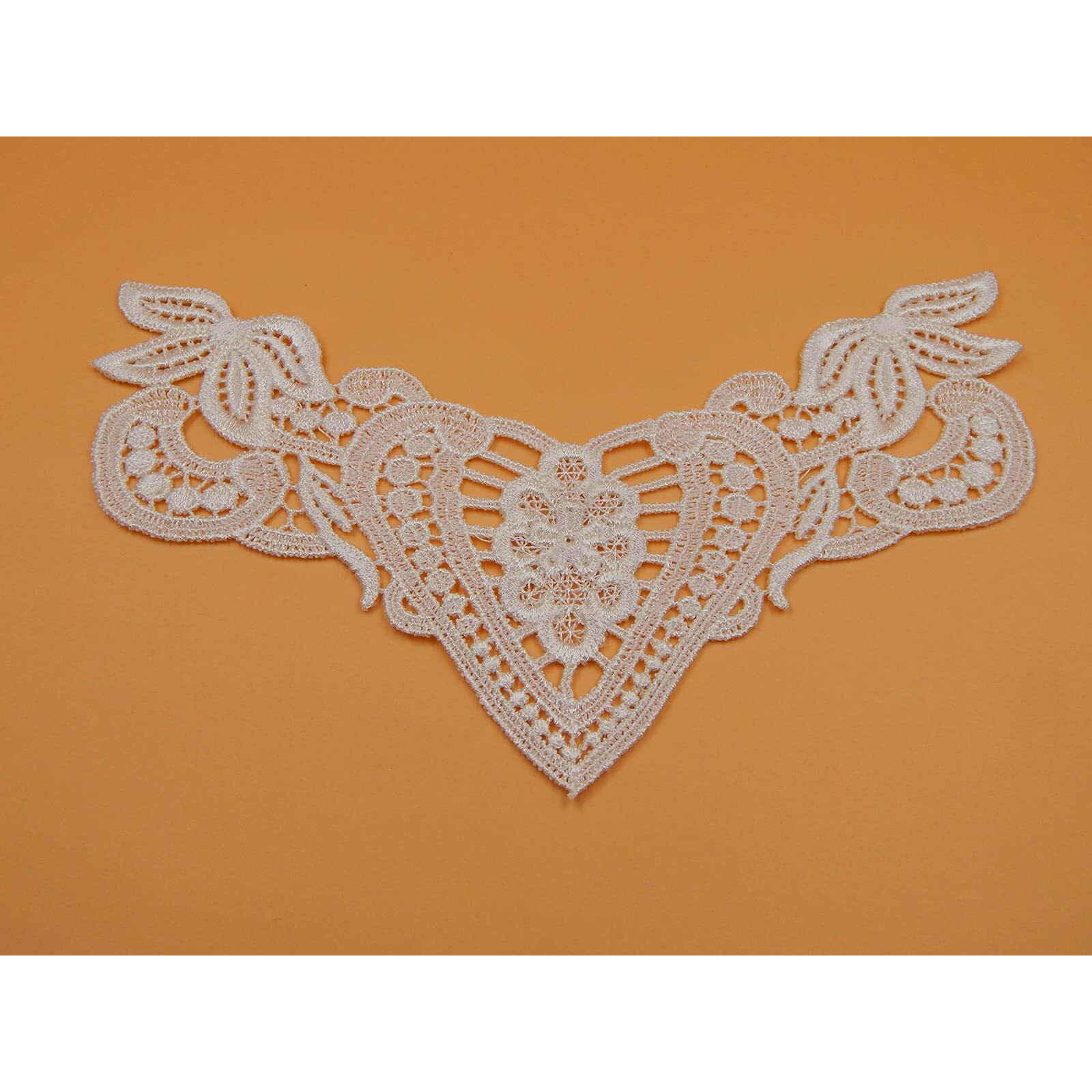 White,Vintage Dyeable Hand Crafted Embroidered Rayon Heart Shape Inspired Neck Lace Patch | Material For Lace Jewelry,Scrap Book,Suits,Shirts,Dresses Qty 1 Piece ,Used As Trims,Borders,Designer Embroidery Patch,Applique,Sewing Supplies,Diy Art & Craft .