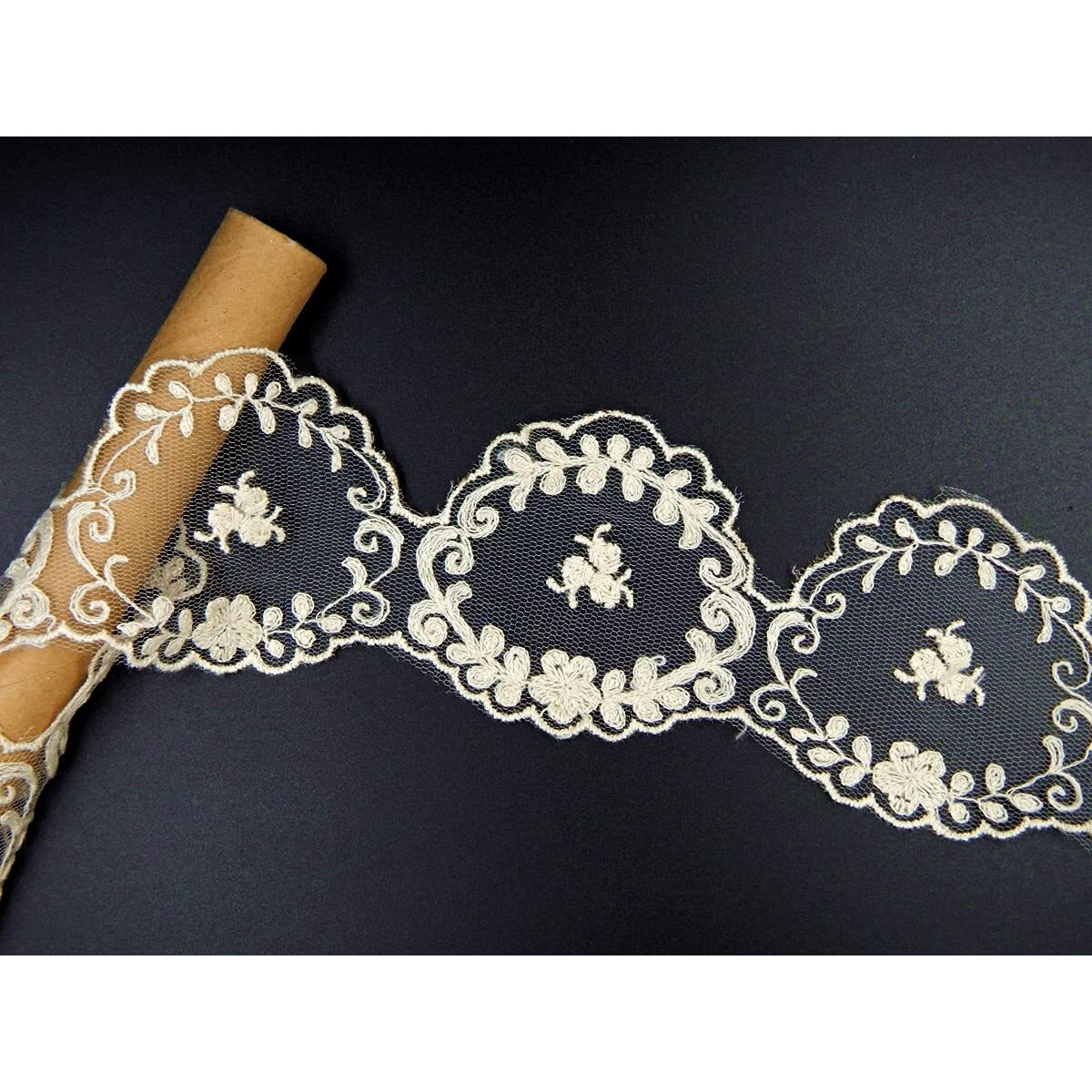 Orient Lace Craft Delicate Scallop Net Embroidery Lace And Border Material | Fine Quality Dye Able Lace Trim For Sewing,Invitation Cards,Curtain Tablecloth Slipcover Bridal Diy Clothing/Accessories