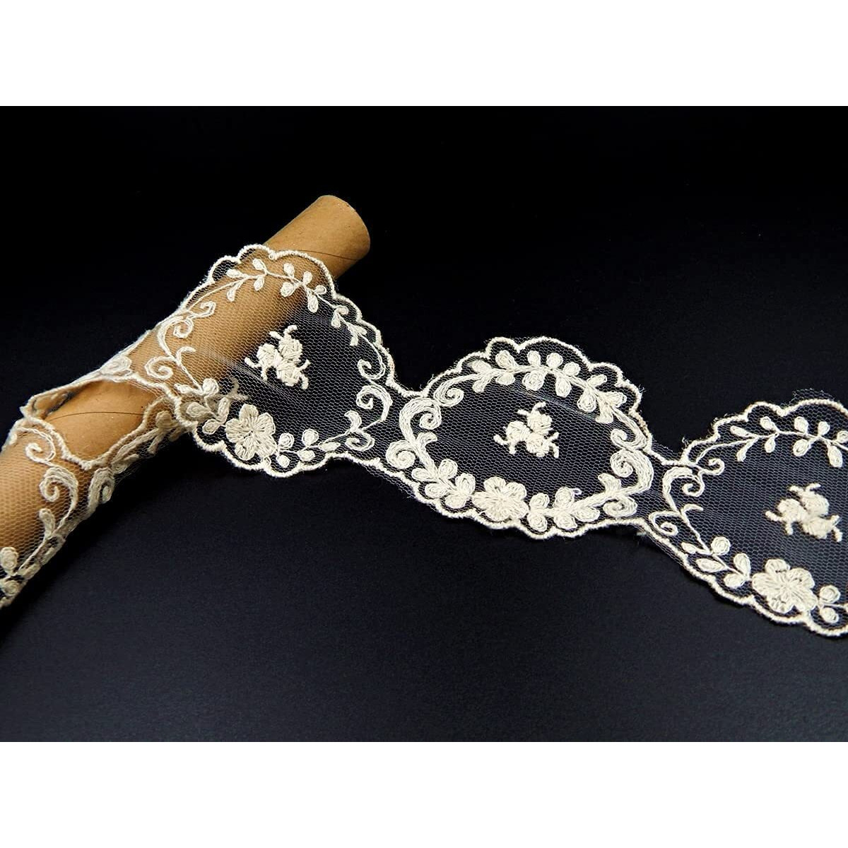 Orient Lace Craft Delicate Scallop Net Embroidery Lace And Border Material | Fine Quality Dye Able Lace Trim For Sewing,Invitation Cards,Curtain Tablecloth Slipcover Bridal Diy Clothing/Accessories