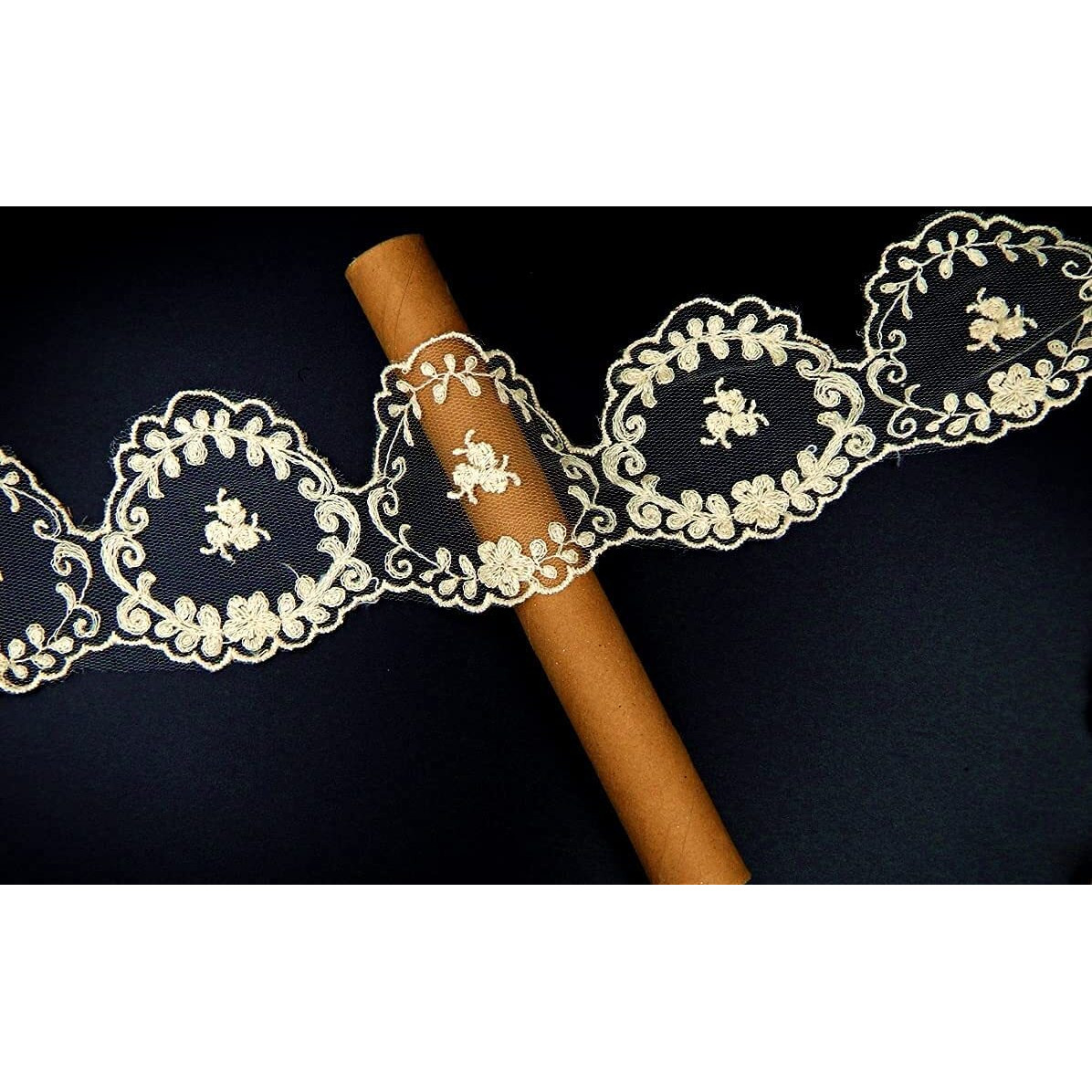 Orient Lace Craft Delicate Scallop Net Embroidery Lace And Border Material | Fine Quality Dye Able Lace Trim For Sewing,Invitation Cards,Curtain Tablecloth Slipcover Bridal Diy Clothing/Accessories