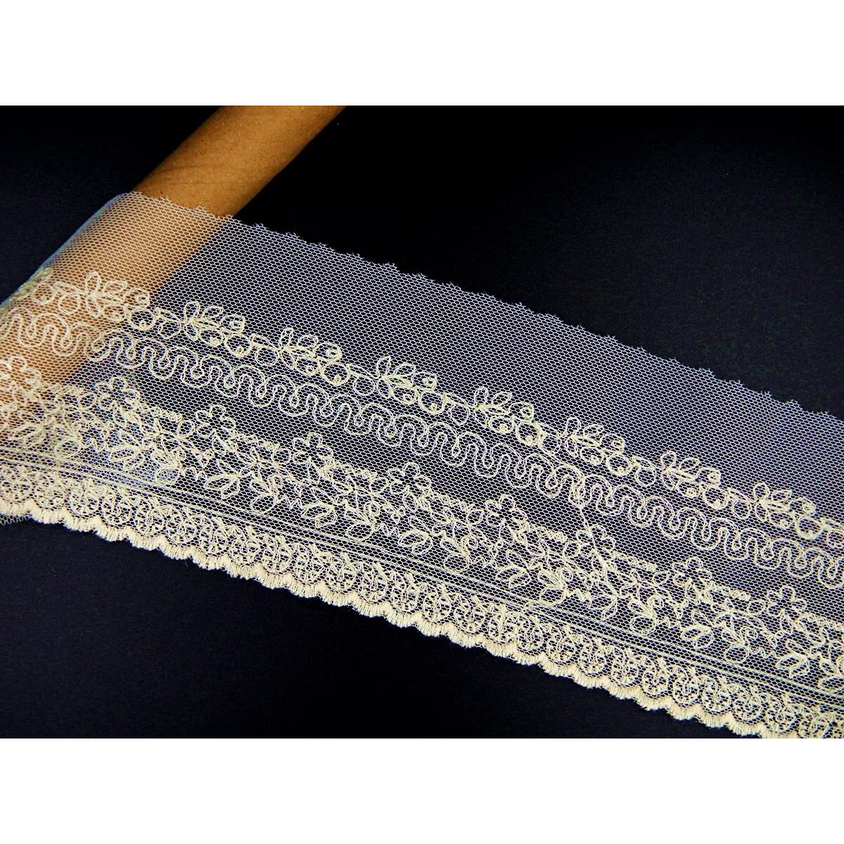 Orient Lace Craft Fine Net Embroidery Scallop Lace And Border Material | Fine Quality Dye Able Lace Trim For Sewing,Invitation Cards,Curtain Tablecloth Slipcover Bridal Diy Clothing/Accessories
