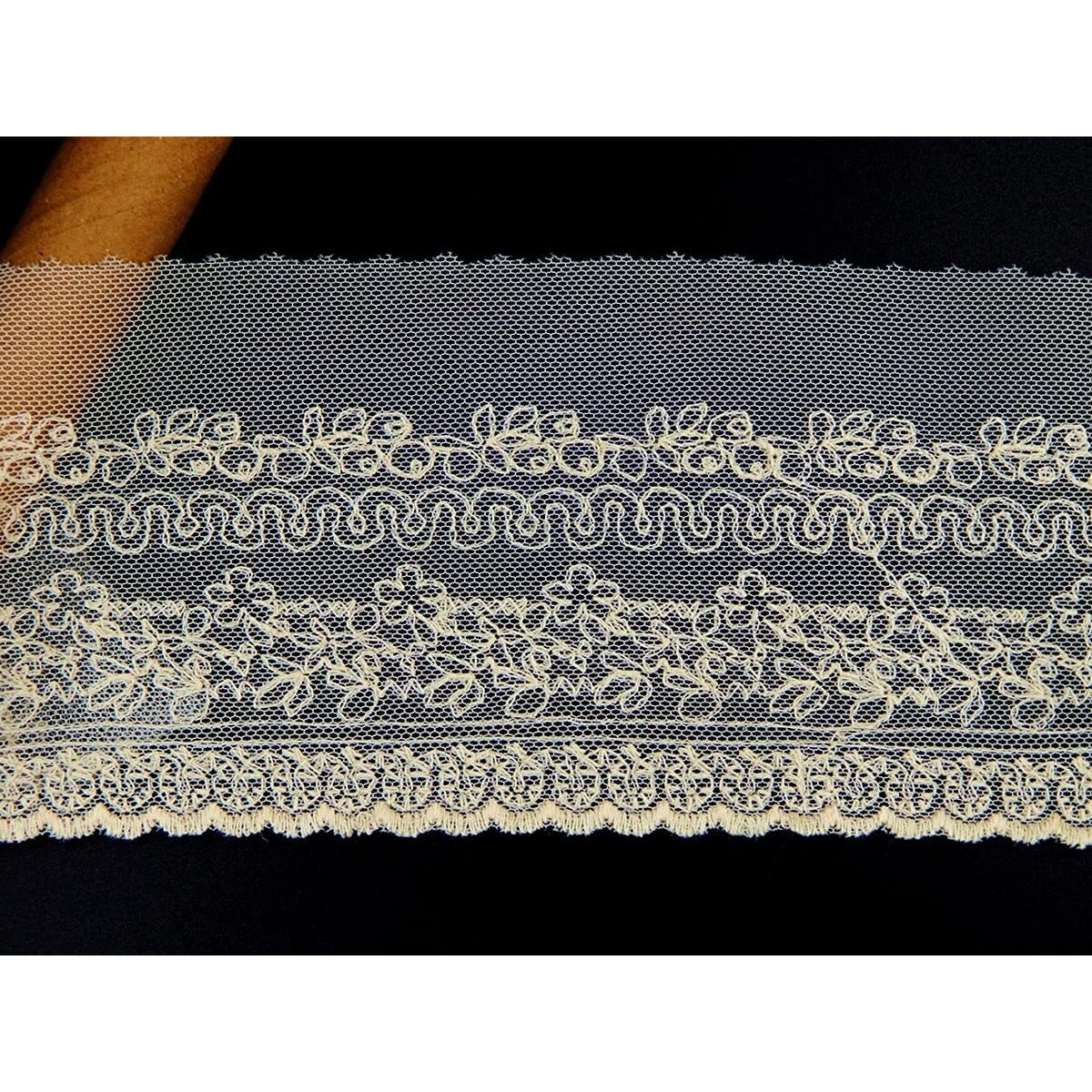Orient Lace Craft Fine Net Embroidery Scallop Lace And Border Material | Fine Quality Dye Able Lace Trim For Sewing,Invitation Cards,Curtain Tablecloth Slipcover Bridal Diy Clothing/Accessories