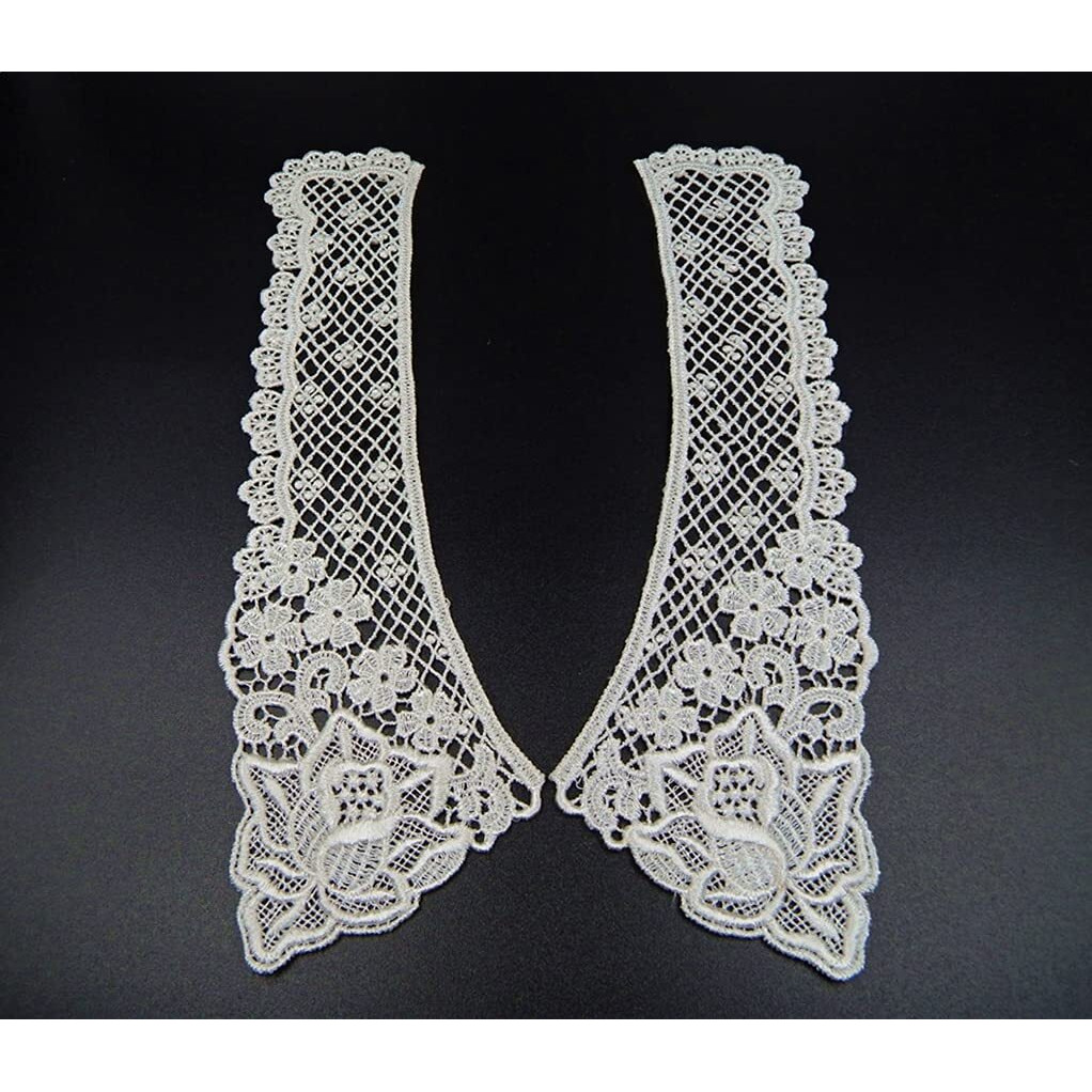 White,Vintage Embroidery Peter Pan Collar|Material For Lace Jewelry,Suits,Shirts,Dresses Qty 3 Pairs,Used As Trims,Designer Embroidery Patch,Applique, French Collar Work,Diy Art & Craft