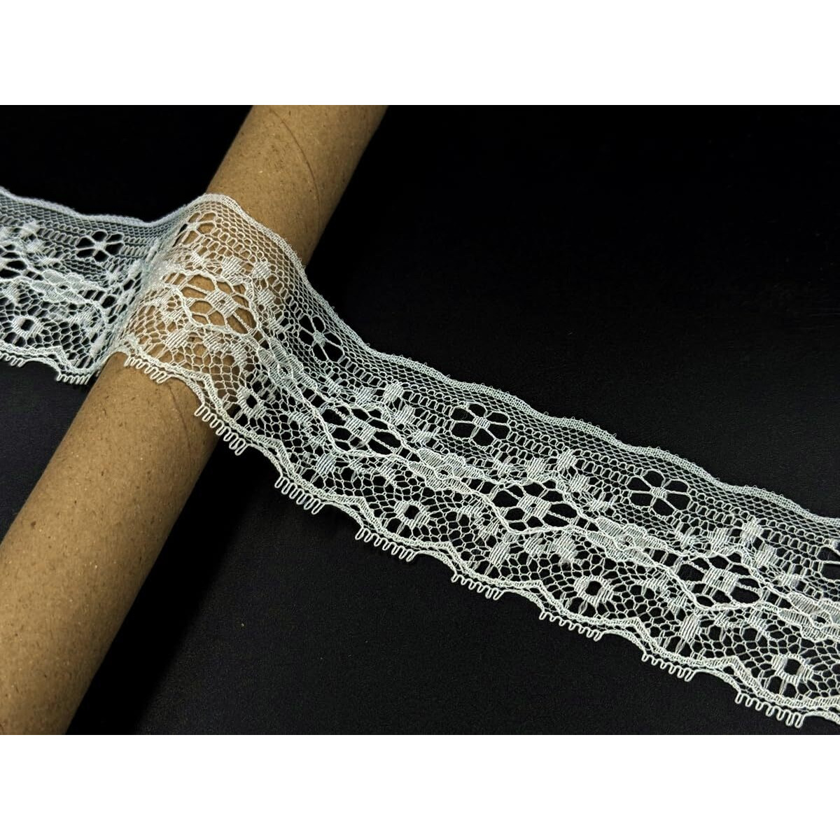 Orient Lace Craft Soft,Delicate,Dye Able White Net Lace Ribbon | Scalloped Design Nylon Lace Trim,For Wedding Invitation Card,Gowns,Sewing,Hair Bows,Gift Package Wrapping,Curtain,Table Cloth Edging,Saree Border,Dupatta Lace,Bridal Diy Clothing/Accessories