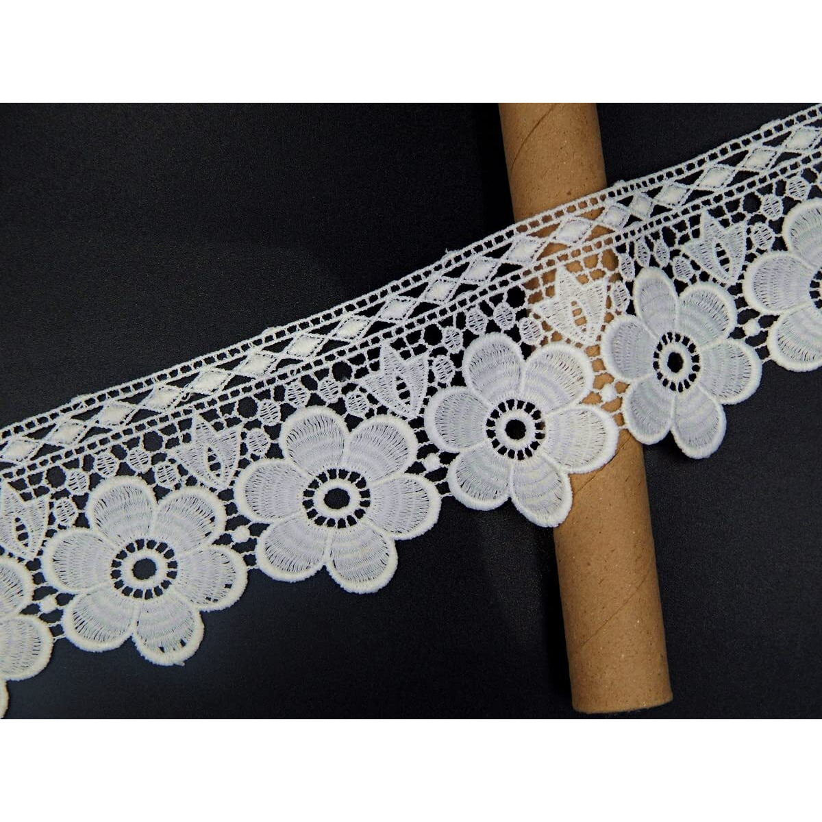 Orient Lace Craft White Lace And Border Material (7 Cm) Qty 5 Mtr,Used As Trims,Borders,Embroidery Lace,Applique,Fabric Lace,Sewing Supplies,Cotton Lace Work,Dupatta Lace Bridal,Diy.