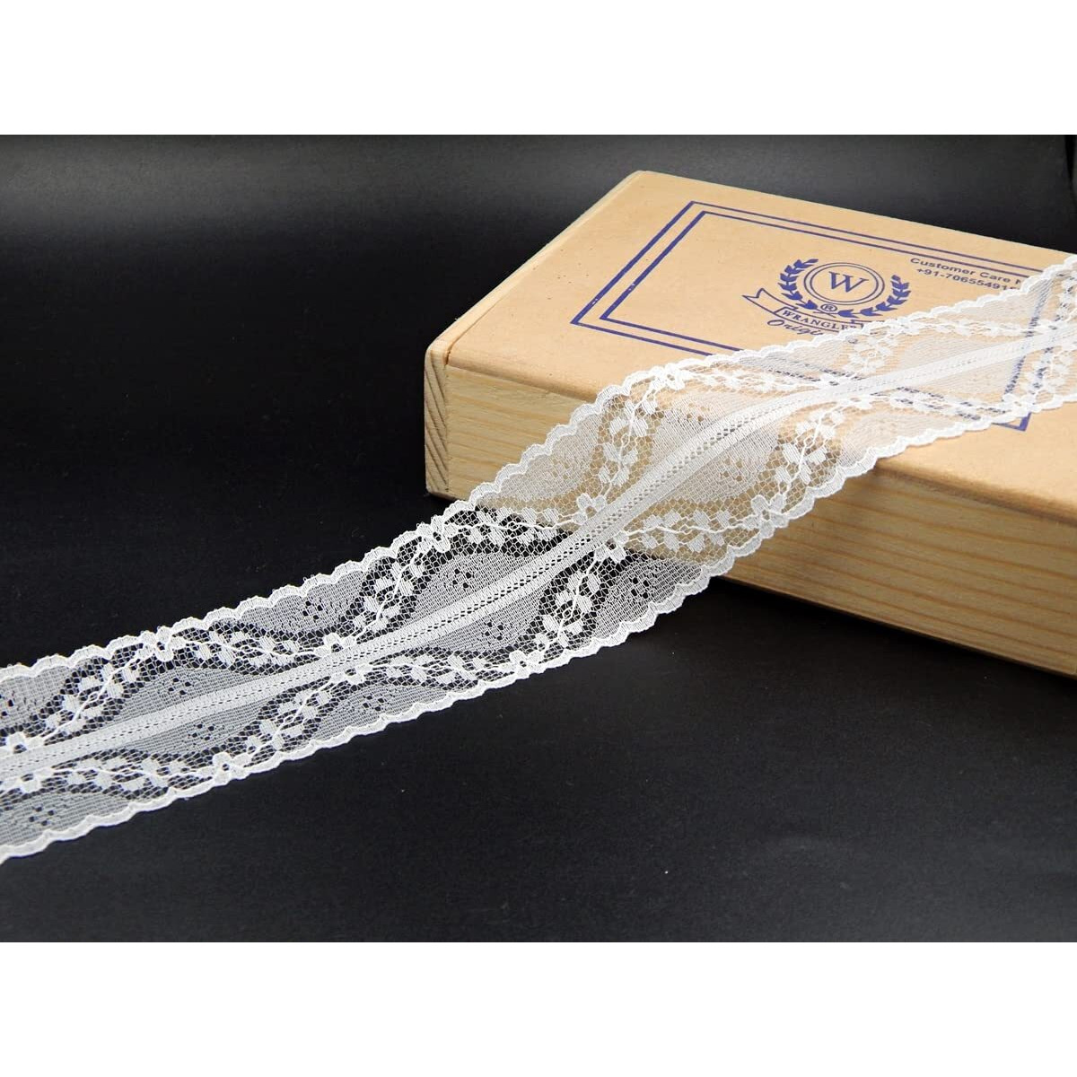 Orient Lace Craft White Net Lace Ribbon | Floral Designing Nylon Lace Trim,For Wedding Invitation Card,Sewing,Hair Bows,Gift Package Wrapping,Curtain,Table Cloth,Bridal Diy Clothing/Accessories Size 4.2 Cm ,Qty 10 Meter